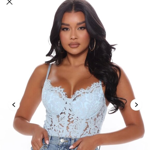 Fashion Nova Other - Fashion Nova | Undeniable Attraction Lace Bodysuit | Light Blue | Size XL | NWT